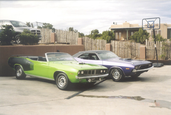 Cuda  and 74 Challenger april 2006  at the house