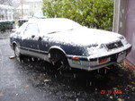 October 29, 2005: a fine day to rebuild a front end, outdoors.  "No accumulation," my axle!