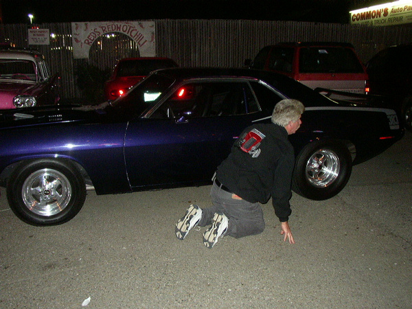 Our VP Joe checking out Burt's 1970 Cuda.