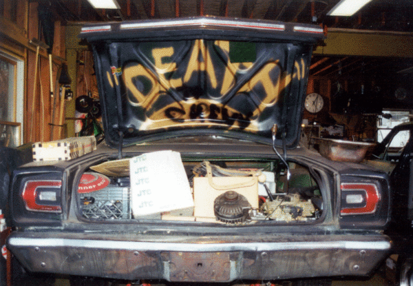 'Death to Chevy' under trunk lid