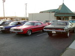 Lots of cars at Peters' cafe