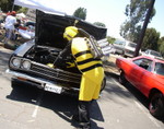 Bee man stuck on the roadrunner's radiator
