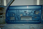 Freshly painted B7 blue passenger interior door.