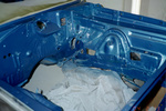 Freshly painted B5 blue engine compartment.