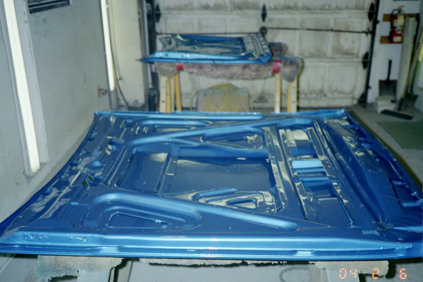 Completed Dupont B-5 blue on hood.