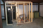 Check it out. Shower has plumbing, and the  tastefully color-matched washer and dryer are near where they will go