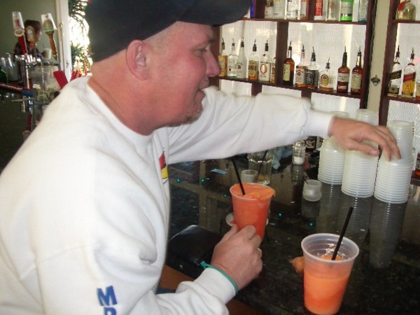 City Overhead Door's owner Dale sure likes those fancy drinks.