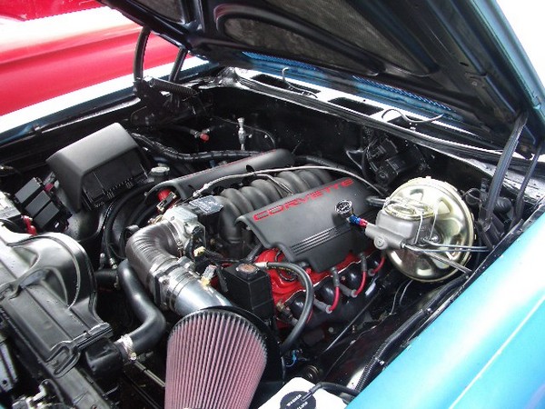 This new vette motor found it's way to an old Chevy wagon somehow?