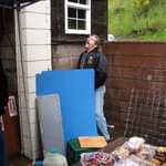 John tries out the new outside plumbing