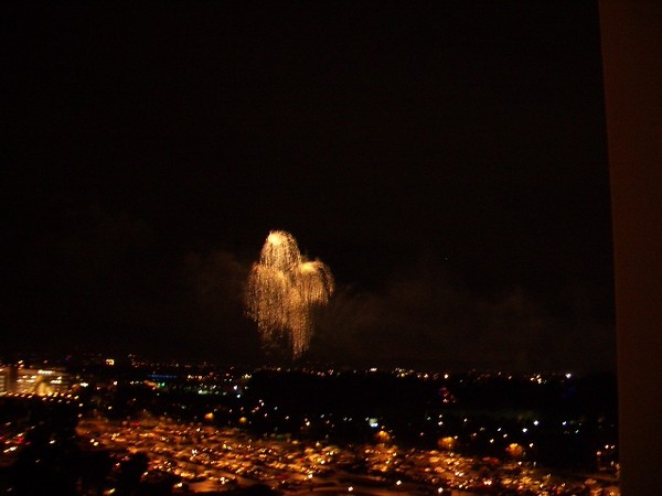 The fireworks as seen from our hotel room.