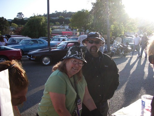 Debbi and Dave the President and Vice president of Mopar Alley stop by to see the action.