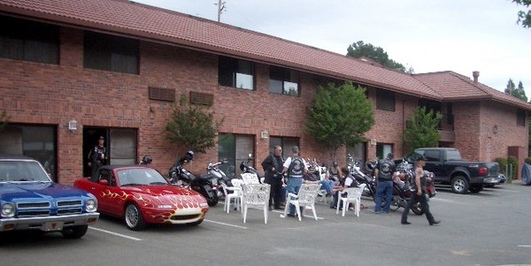 Our room was right over the Sons of Mother's Motorcycle Club's party area, so we got zero sleep. Never again will we stay here. :^(
