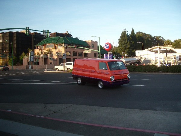 Here comes Mark in the world's coolest van.