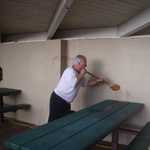 Steve gives it his all to make the pace as clean as possible. A jar of thrown rasberry jam will not stop him!