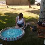 Sally gets the pool all set up. A big thanks to Mike of CCMC and Moparts for the use of the pool.