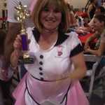Cindy wins for her costume.