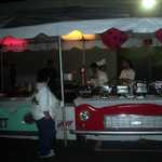 The food is still being served long into the night.