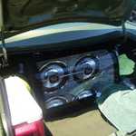Tim has the rock'n boom box in his roadrunner.