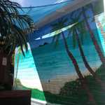 Our hand painted mural next to the Hot Tub.