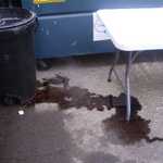 That's some strong coffee alright. It ate thru the garbage can.
