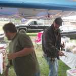 Roadrunner Bill Petit and his son Brian are ready for some grub too.