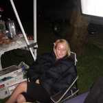 My oldest daughter Caitlin comes down to see old dad camping out.