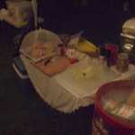 It's 5:00 AM and after almost freezing to death in the back of the Bronco, i am on to set up the goodie's table again.