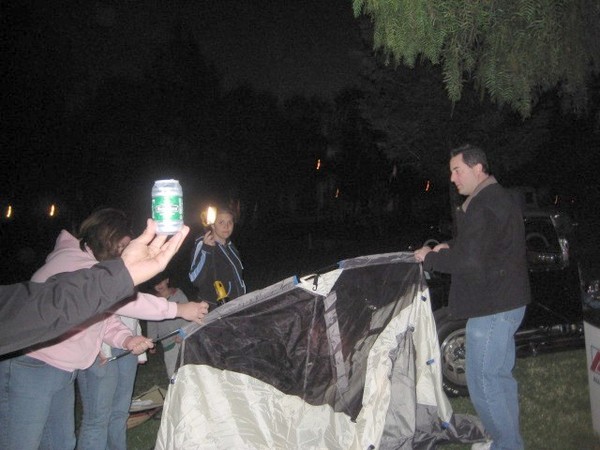 John Garibaldi helps set up my home for the night.