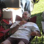 Carl relaxes after a hard day of having fun.