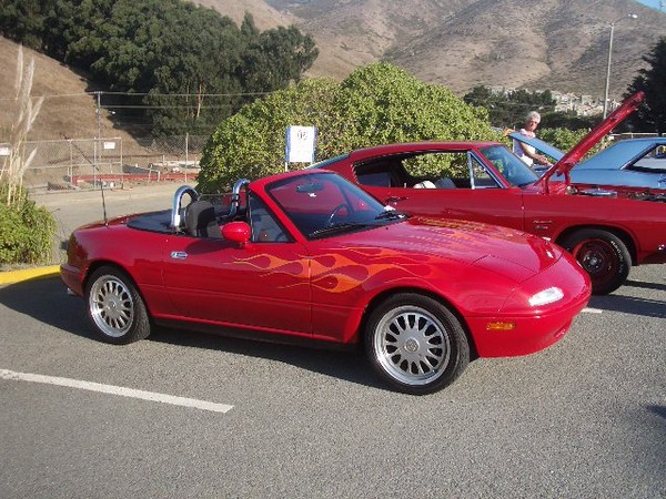 Sally's Miata shows off the new flames.