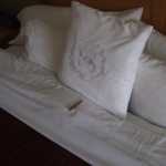 We stay at the nicest places. No mints on the bed just bullets.