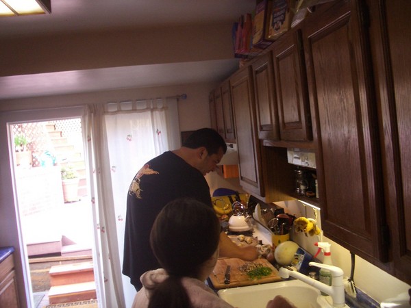 Ben stops by to help out in the kitchen too.