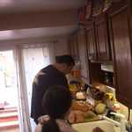 Ben stops by to help out in the kitchen too.