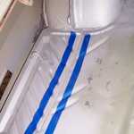 Here is a couple of the trunk sanding Rust Bullet smooth and preparing to put seam sealer on.