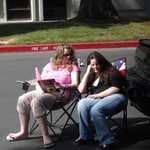 Stacy and Deanna relax in the sun.