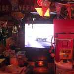 We watched Jack Irons and his hemi roadrunner on the big screen.