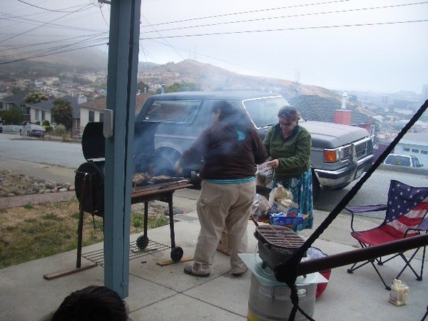 60lbs of chicken and tri tip are cooking nicely!