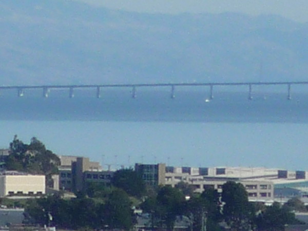 The San Mateo Bridge in the background.