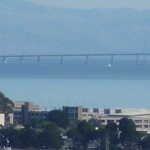 The San Mateo Bridge in the background.