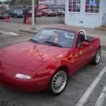 It's 7:00 AM and the Miata is in place.