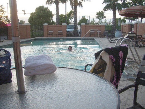 We hit the pool at our hotel the night before the show.