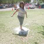 Sally cools off on an improumtu iceberg.