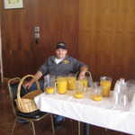 Tony guards the OJ.