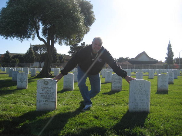 You can see a shaft of light going across my shoulder and landing on my brother's grave. How cool is that!