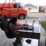 The new craigslist $30 BBQ cart makes a great computer table.