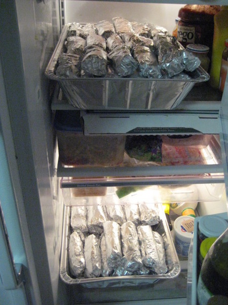 We have 100 breakfest burritos ready to feed the hungry attendies.