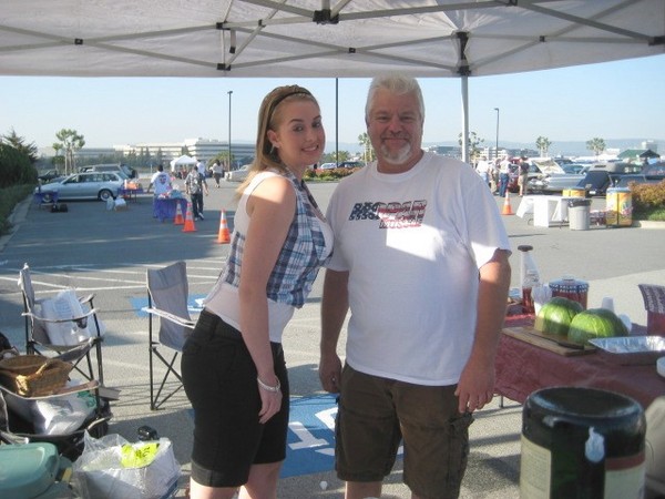 Caitlin stops by to see dear old Dad.
