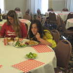 Deanna thinks the spagetti is the best ever.