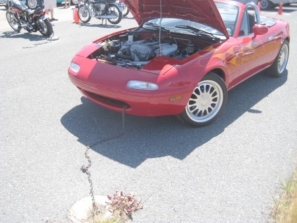 We had to chain the Miata down as it was ready to fly!
