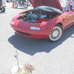 We had to chain the Miata down as it was ready to fly!